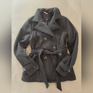 J2 Jou Jou Pea Coat Women's Large Double Breasted Lined Button Front  Belted